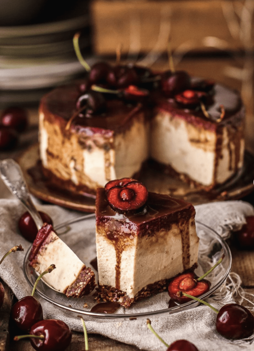 Cheesecake con mermelada de cereza