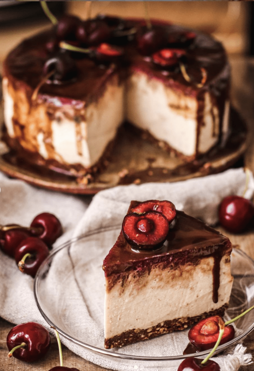 Cheesecake con mermelada de cereza